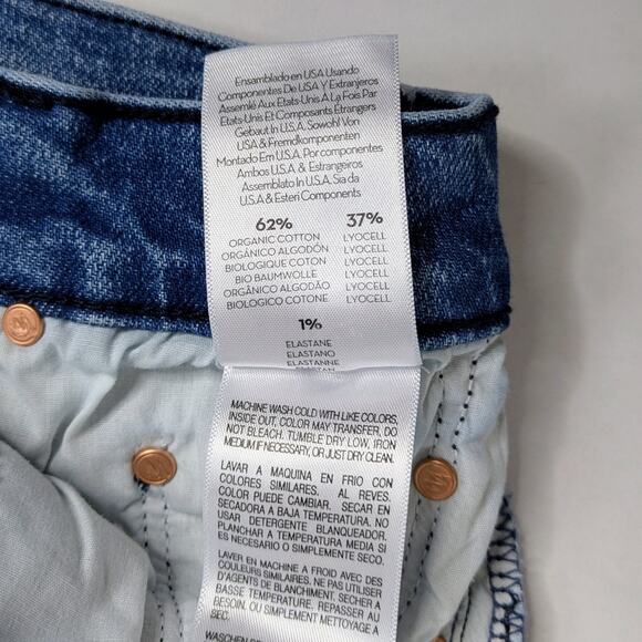 Mother Tomcat 24 Blue High Rise Distressed Straight Raw Hem Denim - Picture 11 of 14